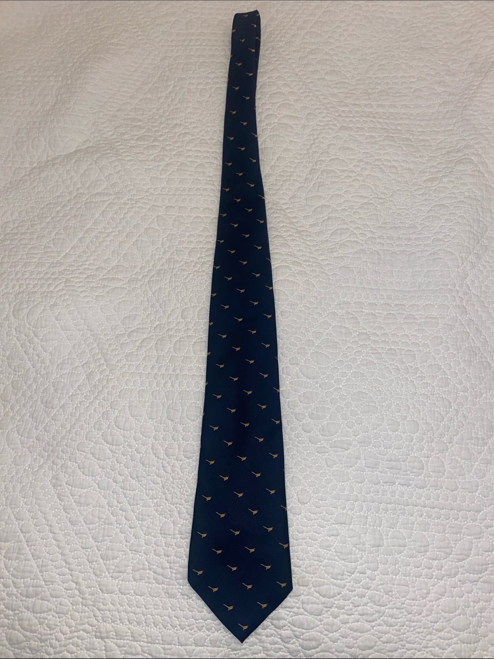 Beau Brummell Classic Navy Men's Tie with Subtle Bird Pattern